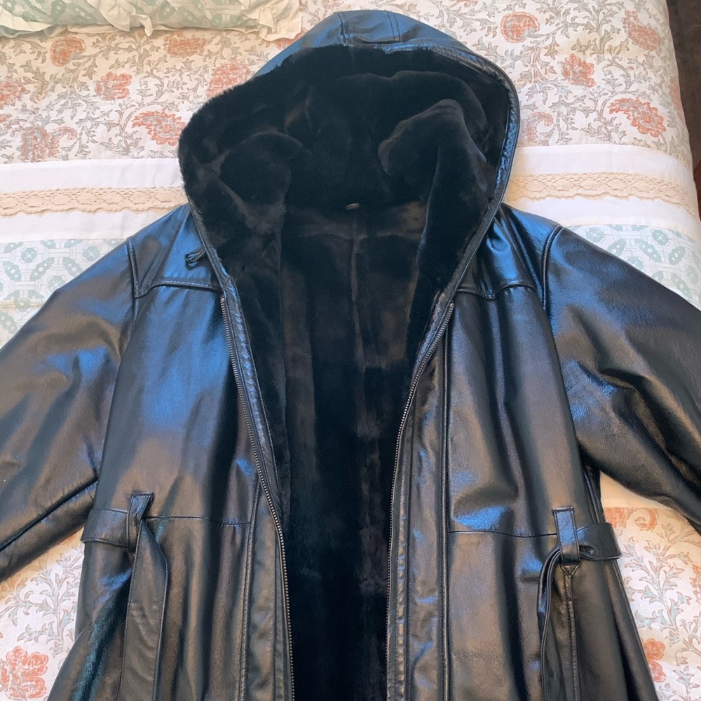 Black Leather Car Coat